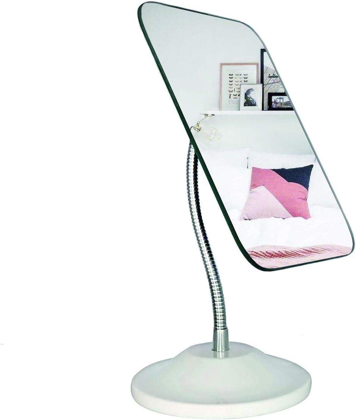 SESEAT Flexible Deak Table Mirror 6.3x7.6inch, Larger 360°Rotation Portable Makeup Mirror with Stand, Square Cosmetic Mirror for Travel, Beauty Gifts