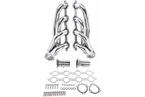 TEKKOAUTO Shorty Style LS Swap Stainless Steel Replacement for Chevy LS1 LS2 LS3 LS6 LS7 Engines Polished