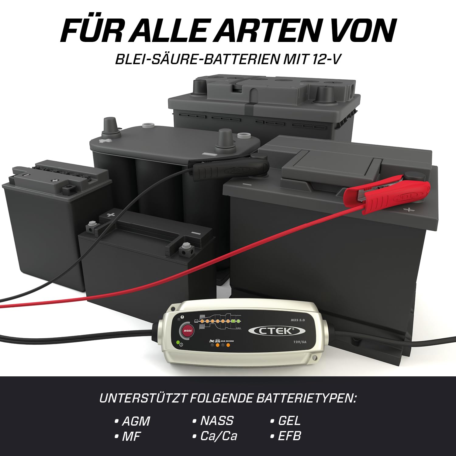 CTEK MXS 5.0, Batterieladegerät 12V, Temperaturkompensation, Intelligentes Ladegerät Autobatterie, Ladegerät Auto Und Motorrad, Batteriepfleger Mit Rekonditionierungsmodus Und AGM-Option 4