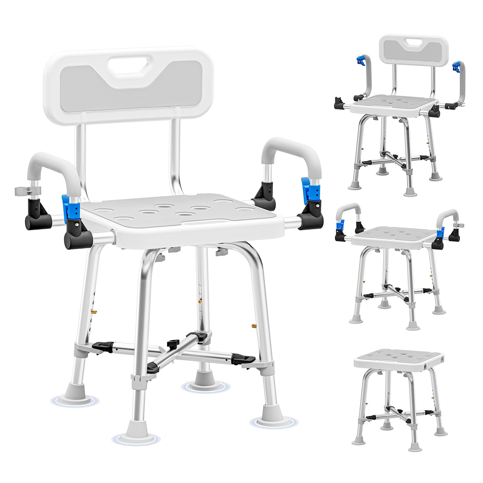 Photo 1 of Shower Chair for Seniors Elderly Handicap Disabled Or Bariatric Adults Heavy Duty 500 Lbs Bench Seat for Inside Shower Stall and Bathroom Bath Tub with Arms and Back Adjustable Stool Chairs