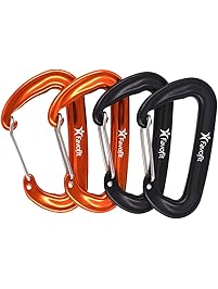 Favofit 12KN Heavy Duty Aluminium Carabiners (Weight Limit at 2697 lbs Each), Non-Locking Wiregate Carabiner Clips for Hammock, Camping, Hiking, Backpacking, Keychain, Dog Leash & Harness etc, 4 Pack