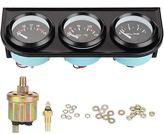 Amazon Aramox 車の水温計 3 In 1 車 水温計 油圧計 電圧計 多機能 ディスプレイアクセサリーツール 簡単な操作 燃料 油温 水温計 車 バイク