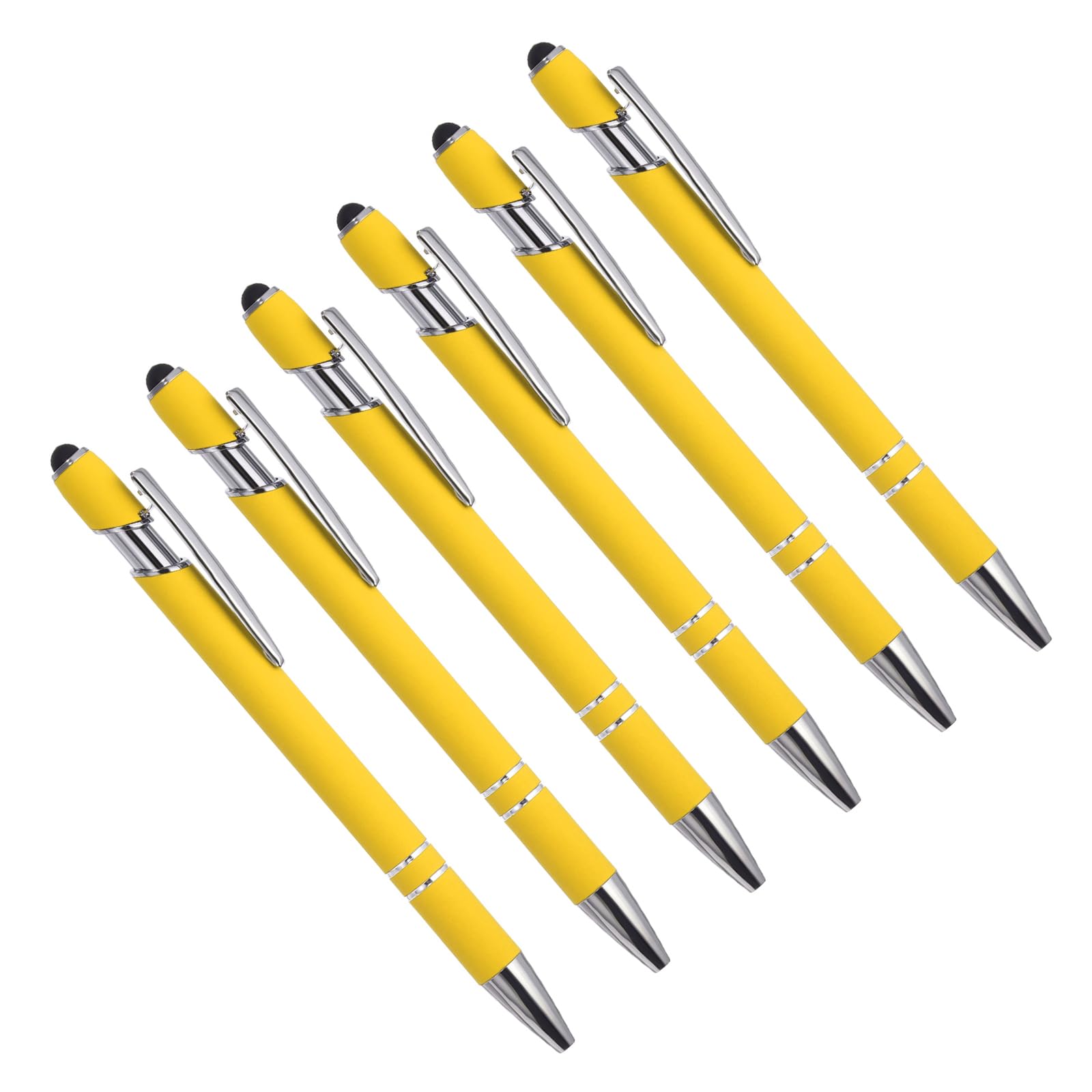 YOKIVE 6 Pcs Ballpoint Pen with Stylus Tip, 2 in 1 Black Ink Metal Stylus Pen 1.0mm Medium Point Style 1, Great for Touch Screens, Office, Studios (Yellow)