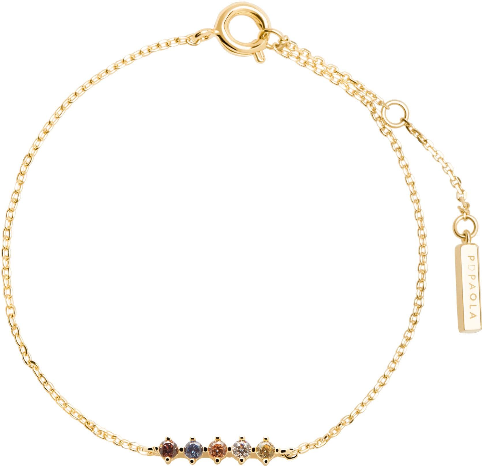 PDPaola PU02-587-U 18ct Gold-Plated Sterling Silver Cubic Zirconia Bracelet 15-18cm