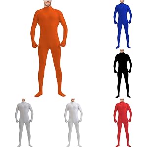 Sfascumop Halloween Costumes Men's And Women's Spandex Open Face Bodysuit Adult Stretchy Cosplay Body Zentai Suit Outfits