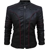 ZNZHKR Men's 70s PU Leather Trench Coat Long German Style