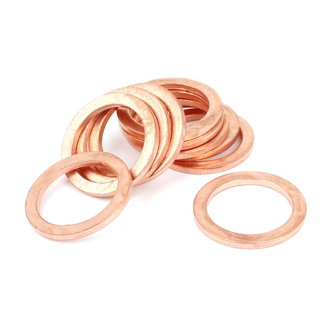 Sourcingmap 18mm x 24mm x 2mm Metric Shape Copper Flat Washer 10 Pcs