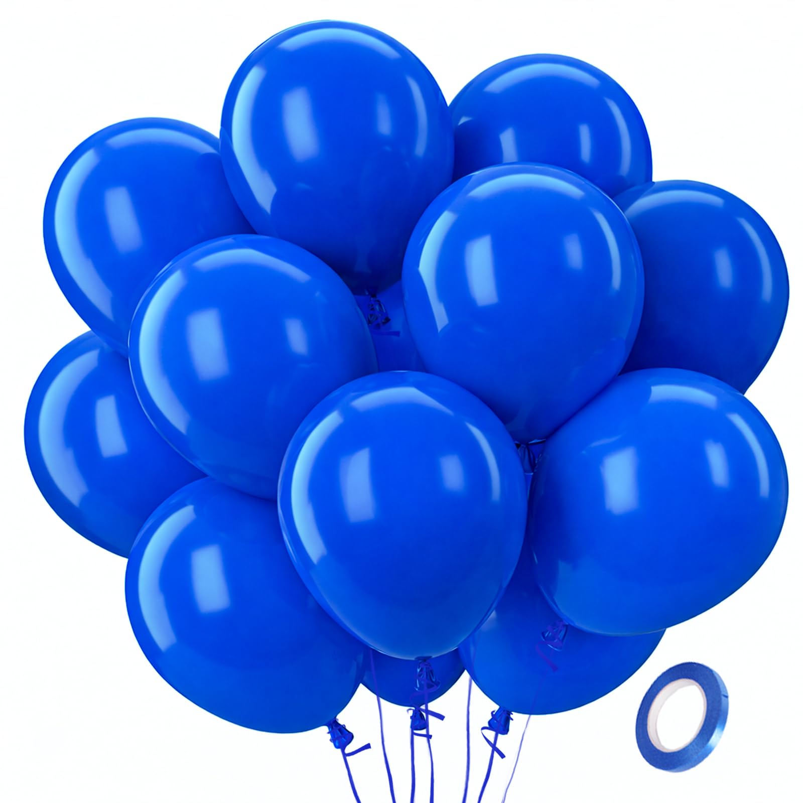 QIFU Royal Blue Balloons 100 Pack - 12 Inch Strong Thicken Royal Blue Birthday Balloon Round Helium Balloons for Birthday Party Decorations Engagement Anniversary Graduation Baby Shower Sea Theme