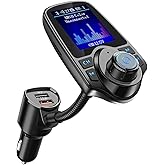 Nulaxy Wireless in-Car Bluetooth FM Transmitter Radio Adapter Car Kit W 1.8 Inch Display Supports TF SD Card and USB Car Char