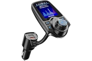 Nulaxy Bluetooth FM Transmitter for Car, 1.8" Color Screen Radio Adapter W QC3.0 & 5V/2.4A Charging, Handsfree Call, Support 