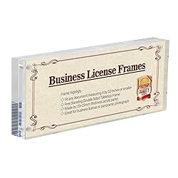 NIUBEE 4x10 Business License Frame, Clear Acrylic