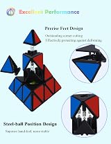ROXENDA Speed Cube Set 2x2 3x3 4x4 Pyramid Stickerless 4 Pack view 7