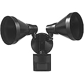 Globe Electric 17000140 180-Degree 240 W Twin Head Black Hardwired Motion Sensor Security Flood Light with MotionBright