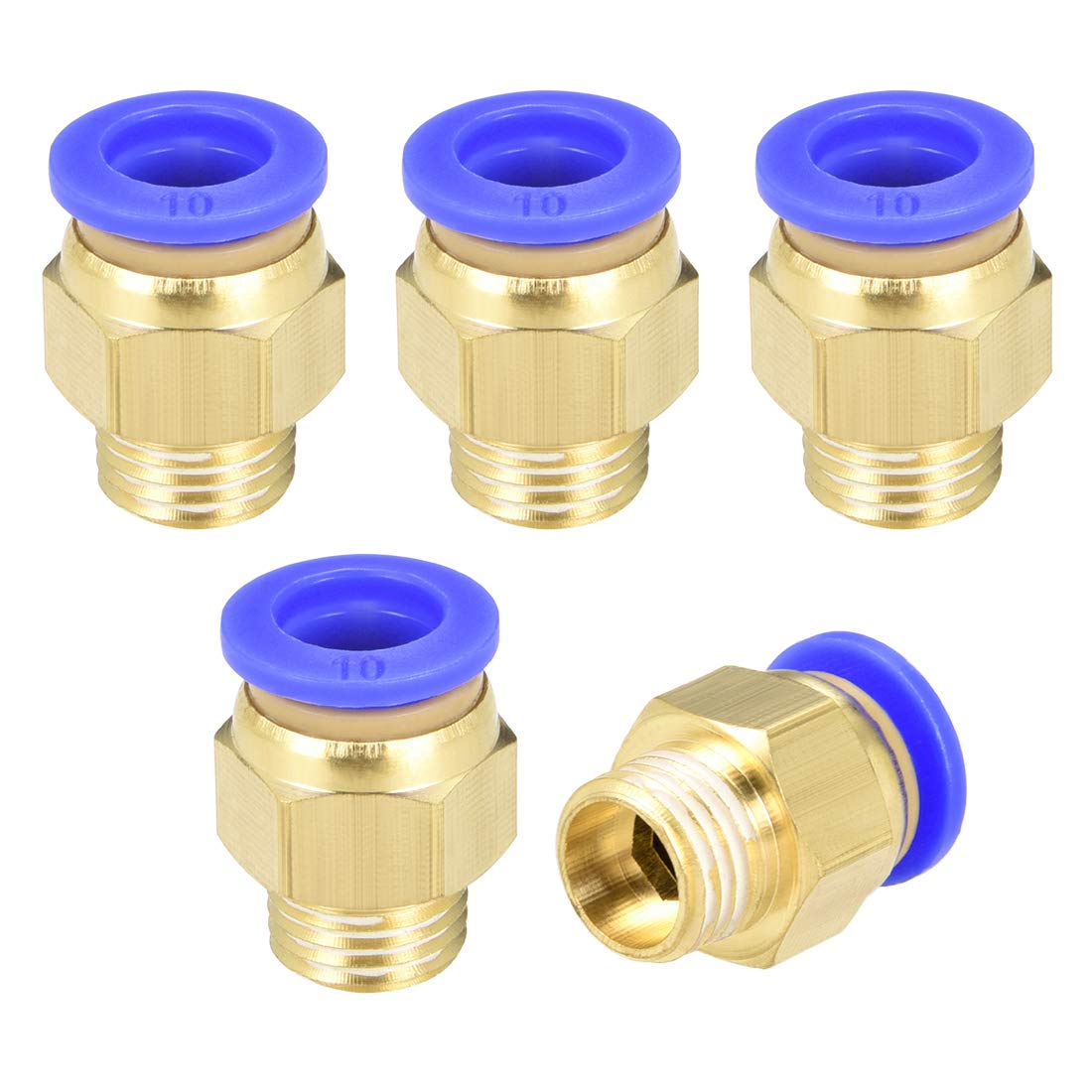 sourcing map Straight Pneumatic Push to Quick Connect Fittings G1/4 Male x 10mm Tube OD 5pcs