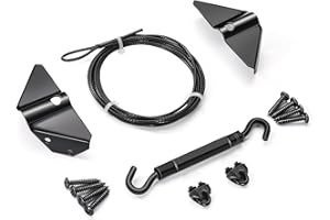 ALDMIO Anti Sag Gate Kits for Wooden Fence, Door Support Cable Kit in Zinc, Black Anti-Sagging Fence Door Kit Steel Door Hardware for Wooden Fence Correcting or Preventing