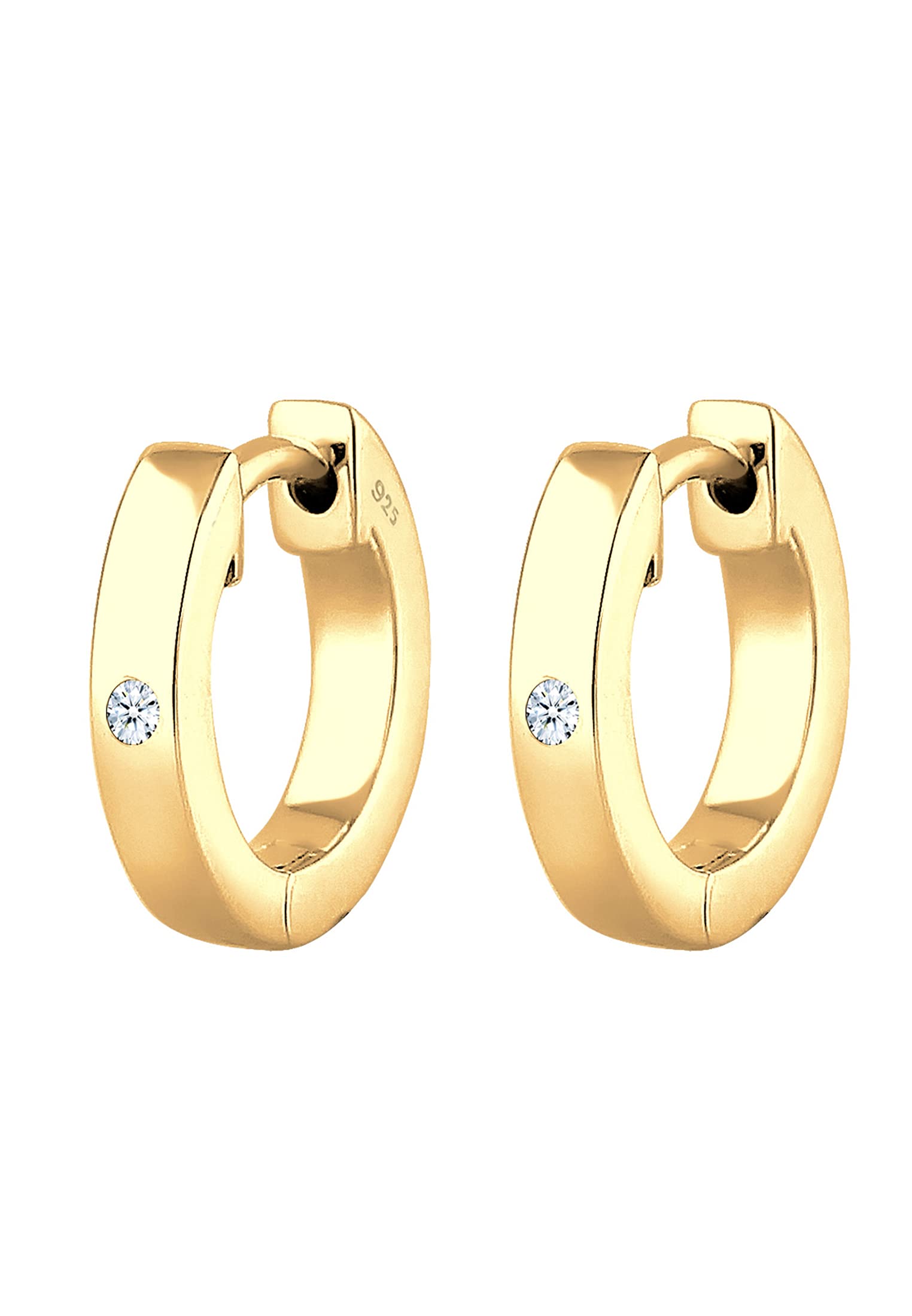 DIAMORE Women's 925 Sterling Silver Round Diamond Hoop Earrings