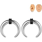 6ixGosh 00G-16G Septum Pincher Tapers Septum Rings Stainless Steel Pincher Septum Piercings C Shape Buffalo Stretcher Expander Ear Taper Set for Stretching Pierced, Gold/Black/Sliver