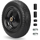 GICOOL 14.5" Wheelbarrow Tire, Fit 4.00/4.80-8, 3.50-8" Flat-free Solid Tire and Wheel with 5/8" Axle Bore Hole, 3-6" Centered Hub for Wheelbarrow Trolley Dolly Lawn Mover Go Kart Replacement