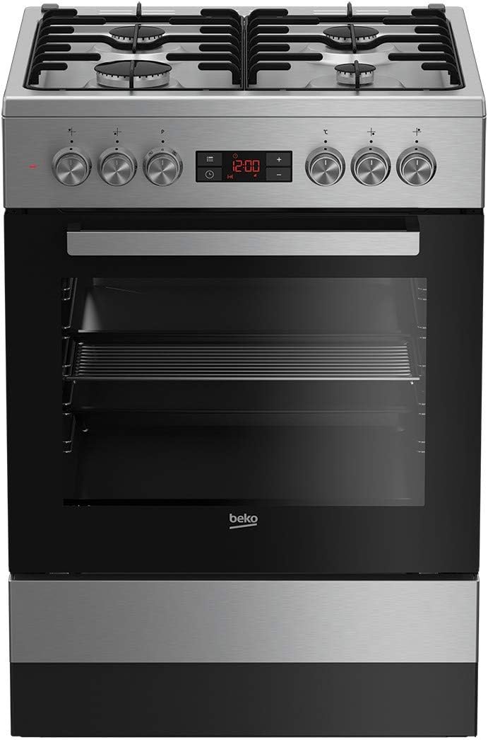 Beko Standherd mit Gas Kochfeld 60cm edelstahl elektro Backofen Grill Umluft Heißluft 3D Kochen Display freistehend