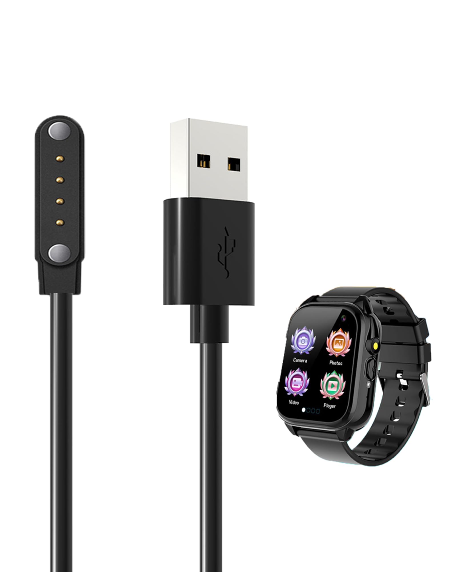 Photo 1 of [2 Pack] for Semloo 705D-1 Smart Watch Charger,BOVUGAC Magnetic Replacement Charging Cable Compatible with Semloo 705D-1 Kids Smart Watch(Black)