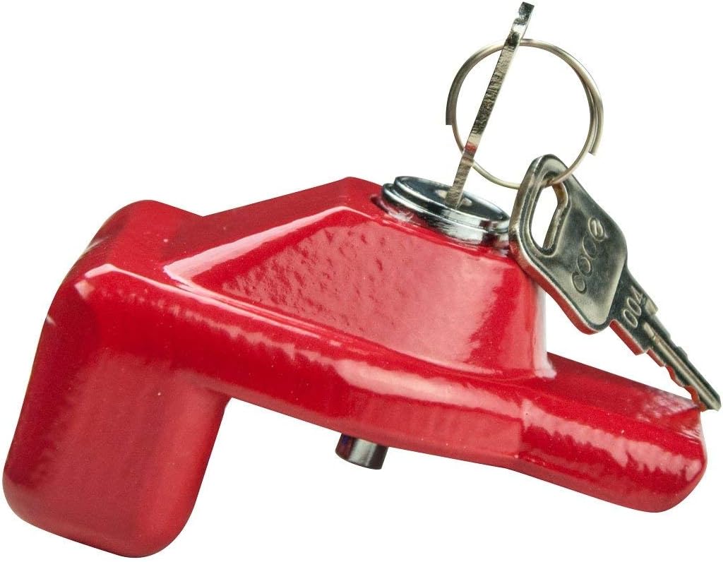 VULCAN Forged Steel Glad Hand Lock with Red Powder Coat and Two Keys: Automotive