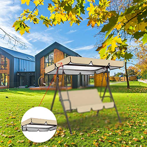 FUFRE Ersatzdach für Hollywoodschaukel 3 Sitzer Wasserdicht Ersatz Bezug, Schattierung der Sonnendach Gartenschaukel… – Bild 7
