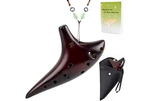 AKLOT Ocarina 12 Holes Alto C Smokey Straw Fired Ceramic Ocarinas with Protective Bag Starter Song Booklet for Kid Adult Begi