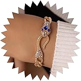 Zeshimb Punk Gold Cuban Link Bracelet Sparkly Crystal Rhinestone Serpent Bracelet Dainty Curb Chain Snake Bracelet Vintage Cobra Animal Cuban Bracelet Accessory Jewelry for Women