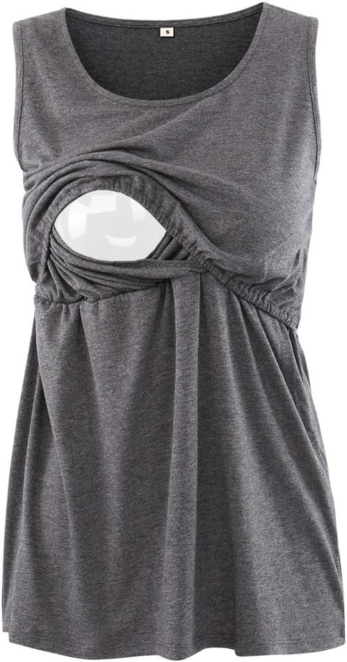 BBHoping Women's 2 Layers Comfy Nursing Tank Tops Mama Sleeveless Maternity and Breastfeeding Shirts