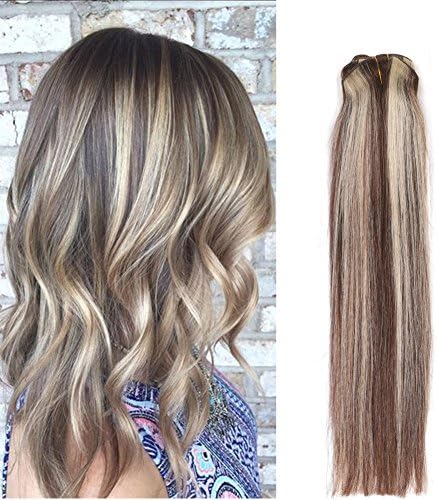 Clip in Hair Extensions Real Human Hair 7Pcs 70grams/2.45oz (14 inches, #4-613)