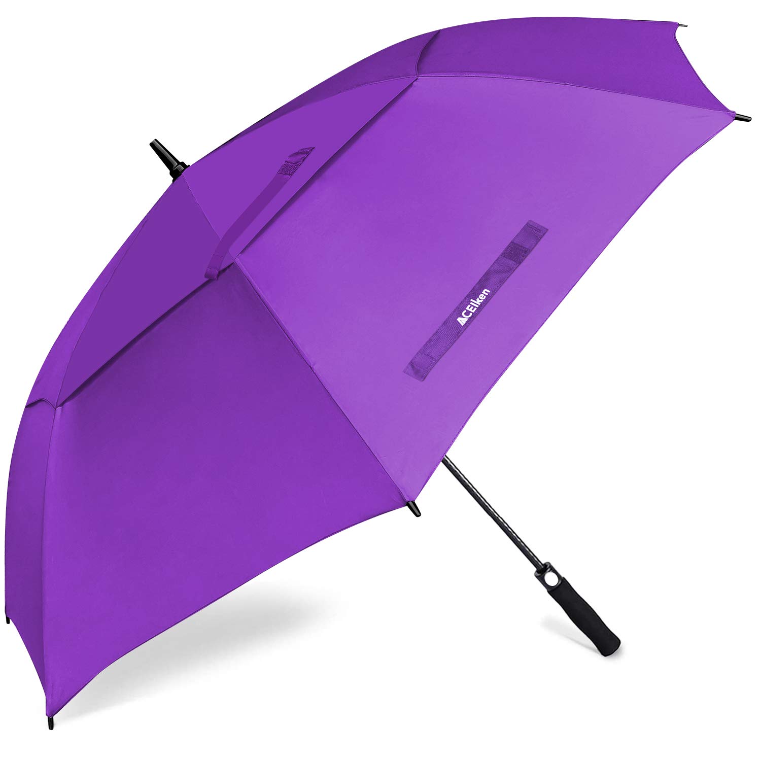 ACEIken Golf Umbrella Windproof Large 62/68 Inch, Double Canopy Vented, Automatic Open, Extra Large Oversized,Sun Protection Ultra Rain & Wind Resistant Stick Umbrellas (Purple, 68 inch)