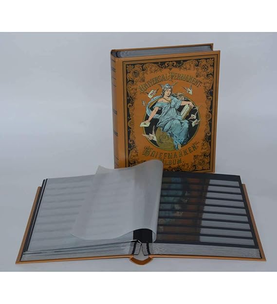 Goldhahn Briefmarkenalbum Einsteckbuch 60 Schwarze Seiten Nostalgie-Album Postillion Briefmarken für Sammler