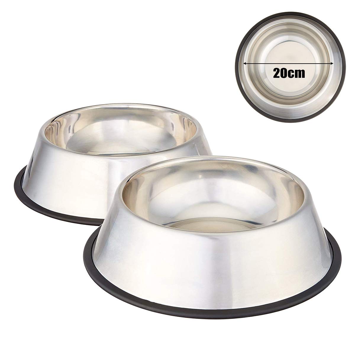 Mlife Stainless Steel Dog Bowl with Rubber Base for Small and Medium