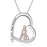 HOOHWE Father Daughter Necklaces 925 Sterling Silver Love Heart Pendant Necklace for Dad Birthday Jewelry for Father Daughter Son Sister