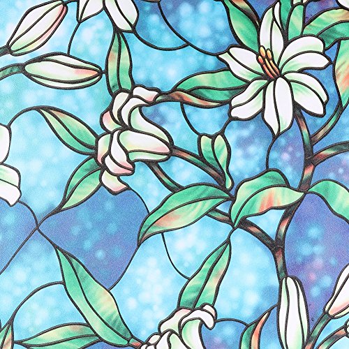 AIQI No Glue Window Film, Self-adhesive Static Sun Insulation Glass Sticker, Window Shades Privacy Stained Free Decorative 5 Styles (17.7 x 39.4inch) (Orchid)