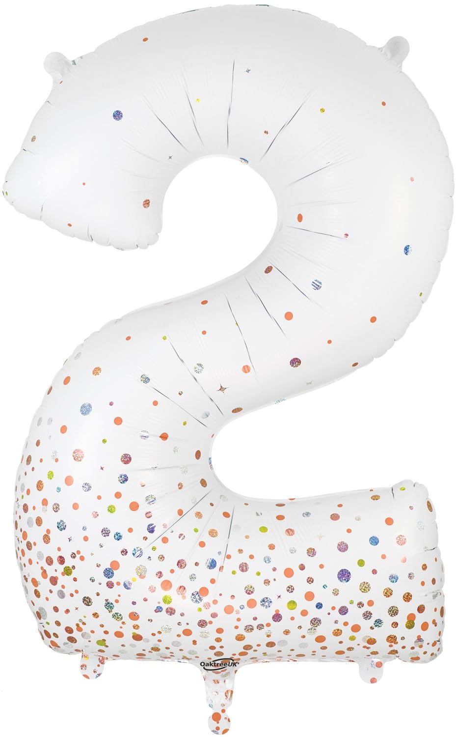 Oaktree 34" Number 2 Sparkling Fizz Holographic Rose Gold