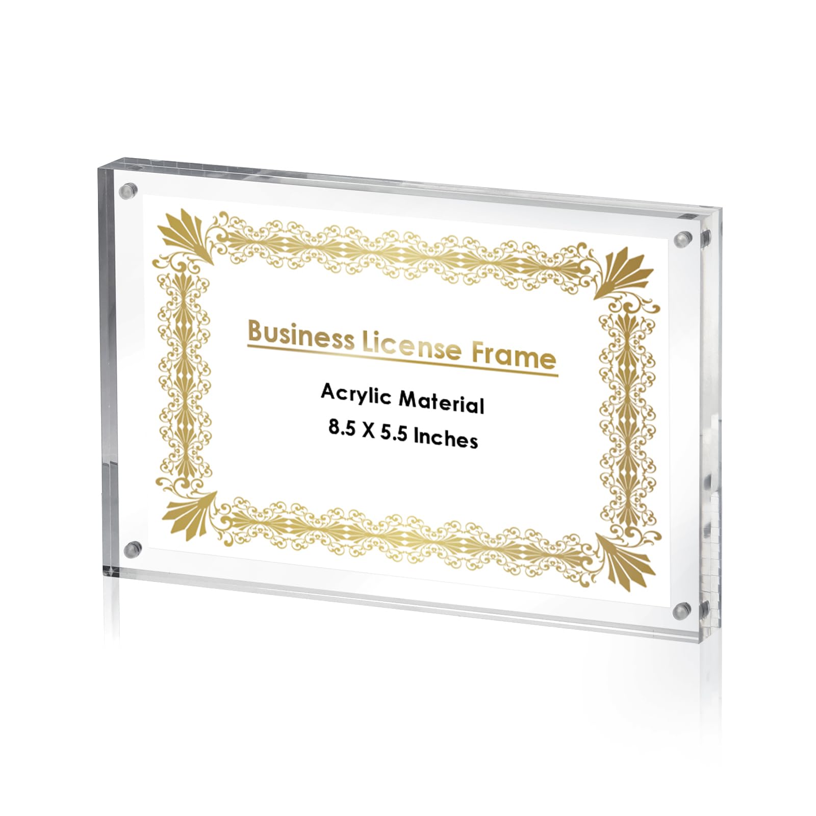 JUXYES 8.5 x 5.5 Clear Acrylic Business License Frame Magnetic ...