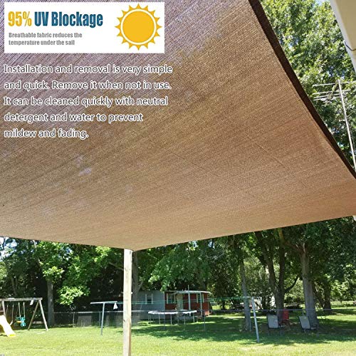 SHONCO Sonnensegel Rechteckig, 2 x 3m Inkl Befestigungsseile, HDPE Wetterbeständig Atmungsaktiv Anti-UV-Markise, für… – Bild 3