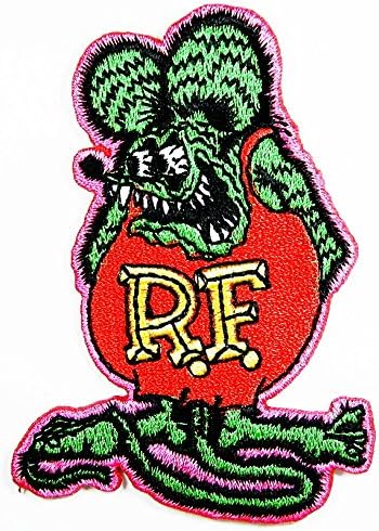 R.f. Rat Fink Big Daddy Hot Rod Logo Tab Patch Sew Iron on Embroidered Applique Sign Jackt T Shirt Ideal for Gift/ 5.8cm(w) X 8cm(h)