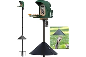 Bird Feeder Pole with Squirrel Baffle- 91 Inch Heavy Duty Adjustable Outdoor Bird House Pole,Universal Mount for All Smart Bird Feeders&Houses, Customizable Height(Adapter Included)