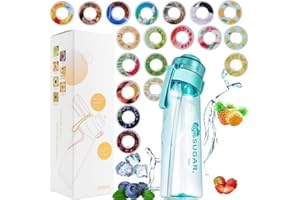 Air Water Bottle BPA Free 650ml Fruit Fragrance Sports Water Bottle with Straw, 7 Flavours Leakproof Water Cup (Blue)