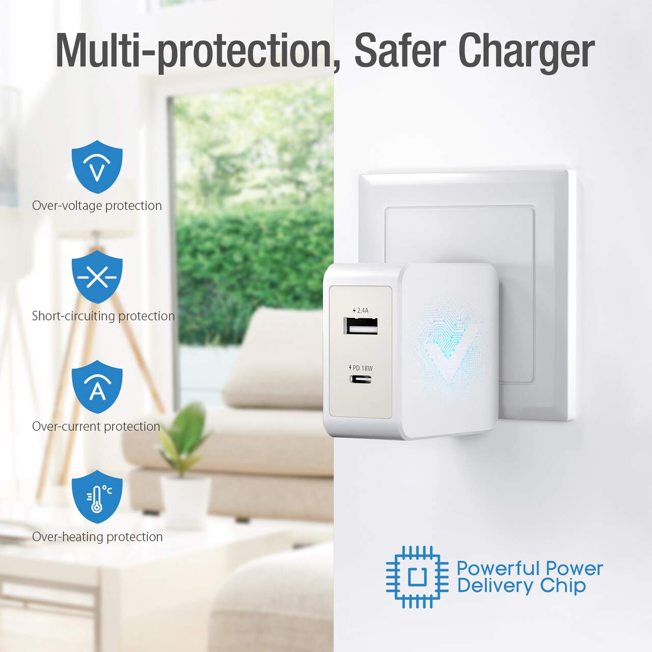 POWERADD USB C Wall Charger 30W Dual Port Type C Charger with 18W Power Delivery and Foldable Plug EnergyCharger PD II Compatible with MacBook, iPad Pro, iPhone 11 Pro/XS/XR/X, Pixel, Galaxy and More