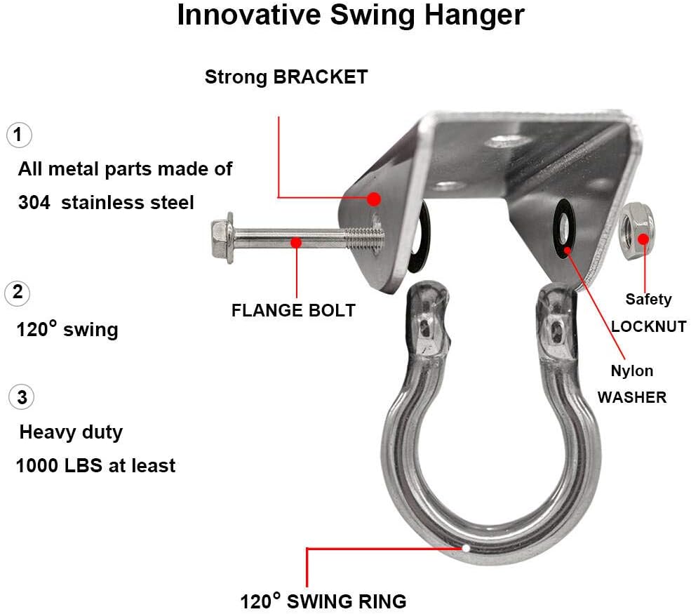 BLASCOOL Heavy Duty Hammock-Chair Swing Hanger - 2000LB Capacity Hanging Hardware Permanent Antirust Hammock Chair Gym Rope Boxing Trapeze for Ceiling Wood and Concrete Mount(2 Sets) : Garden & Outdoor