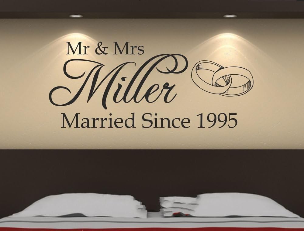 Beautiful Custom-Made Personalized Mr&Mrs Wedding Romantic Wall Sticker Decal Removable Bedroom Art Vinyl Decor Decoration