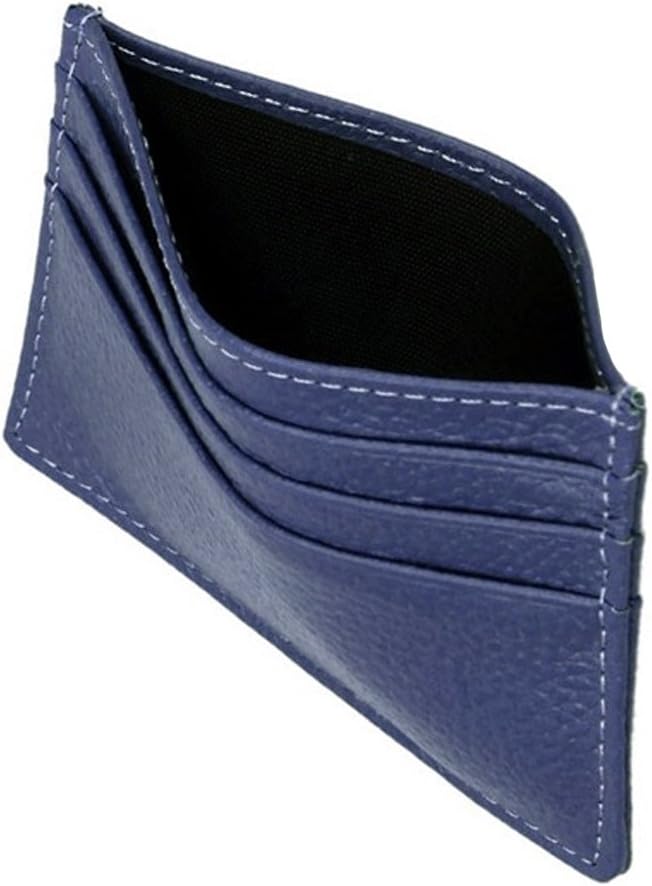 Hibate Genuine Leather Unisex Slim Credit Card Case Holder Sleeve Wallet - Blue, A_blue, One_Size - Image 4