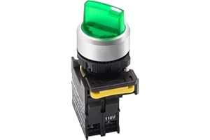 mxuteuk Green LED Light Voltage 110V-220V 22mm 1 NO 2 Positions Waterproof IP65 Latching Rotary Selector Switch 10A 600V LA155-A1-10XD-G