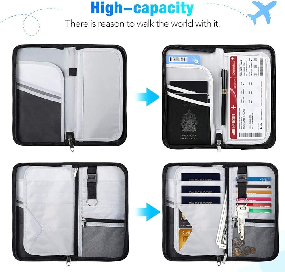  | Family Passport Holder RFID Blocking Document Organizer Bag, Travel Wallet Ticket Holder | Passport Wallets