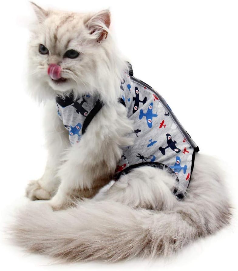 Due Felice Cat Professional Surgical Recovery Suit for Abdominal Wounds Skin Diseases, After Surgery Wear, E-Collar Alternative for Cats Dogs, Home Indoor Pets Clothing