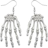 Lux Accessories Halloween Skeleton Hand Goth Drop Earrings