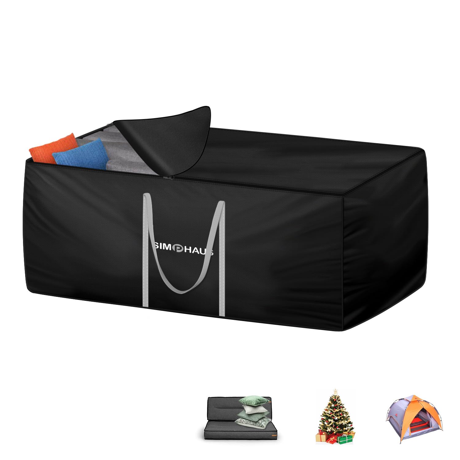 SIMPHAUS Garden Furniture Cushion Storage Bag,420D Oxford Fabric Versatile Large Outdoor Cushion Storage Bags for Garden Cushions Storage,Christmas Tree Storage Bag with Zip 125x80x60cm